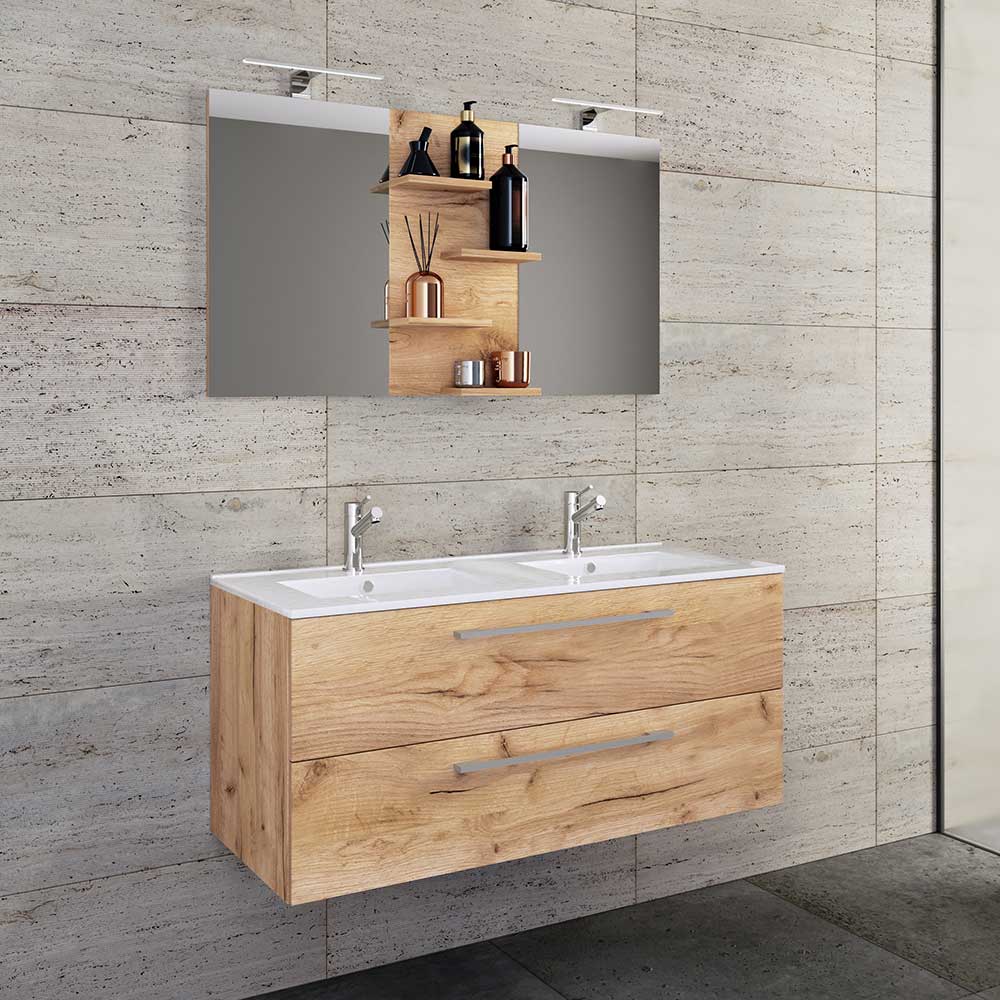 Badezimmerset Lasina für die Wandmontage mit Doppel Waschbecken (zweiteilig)