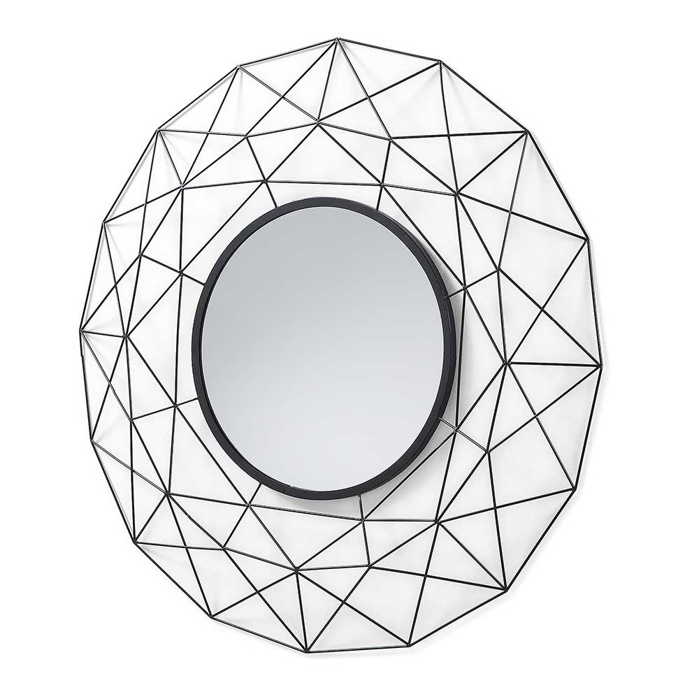 Design Wandspiegel Spiaggi in Schwarz rund mit Stahl geometrischer Rahmen