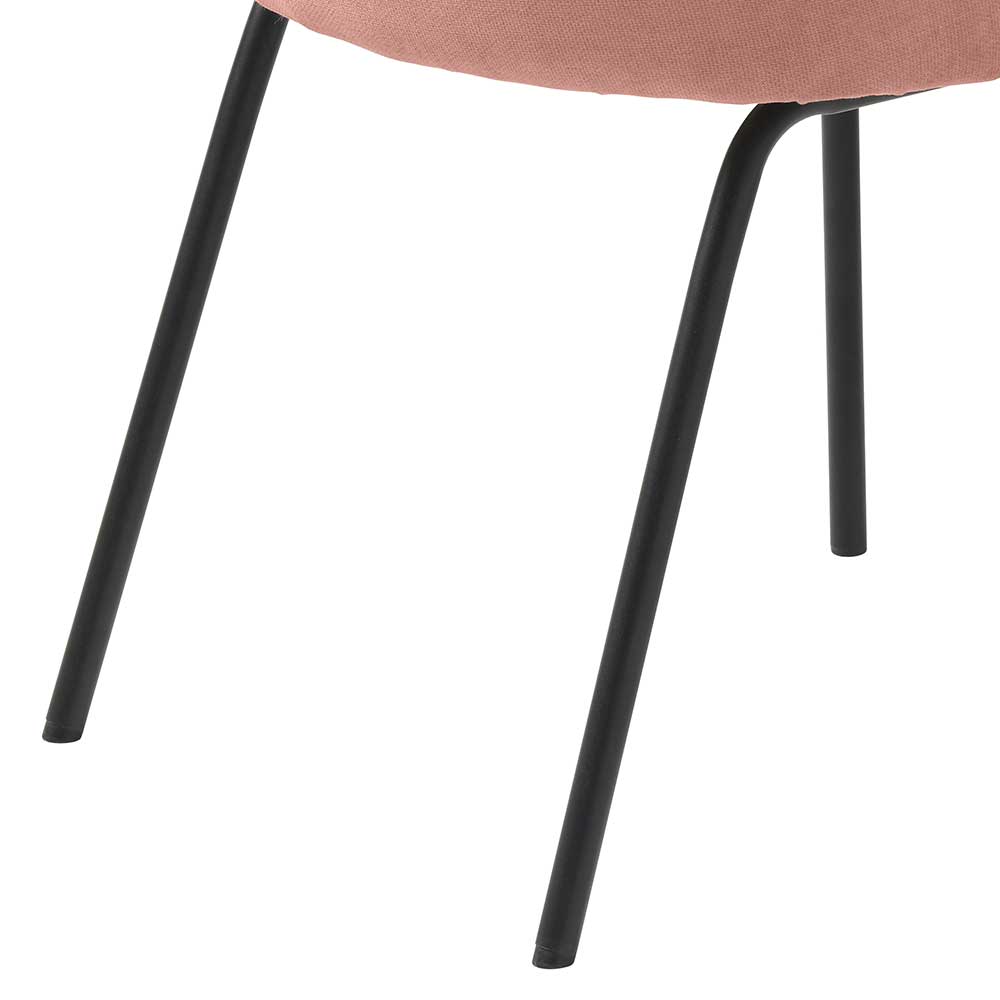 Rosa Esstisch Stühle Casmanian aus Chenillegewebe und Metall (2er Set)