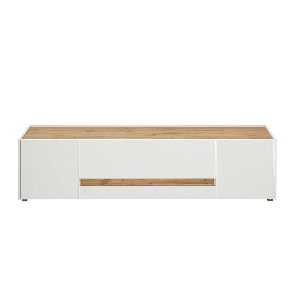 Modernes TV Möbel Rascian in Weiß und Wildeiche Optik 170 cm breit