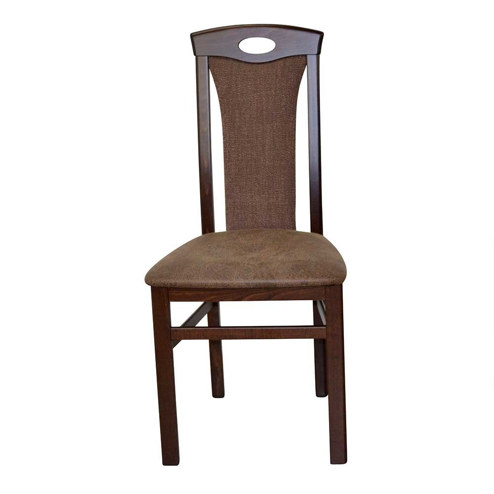 Klassische Stühle Sevilaca in Nussbaumfarben und Braun (2er Set)