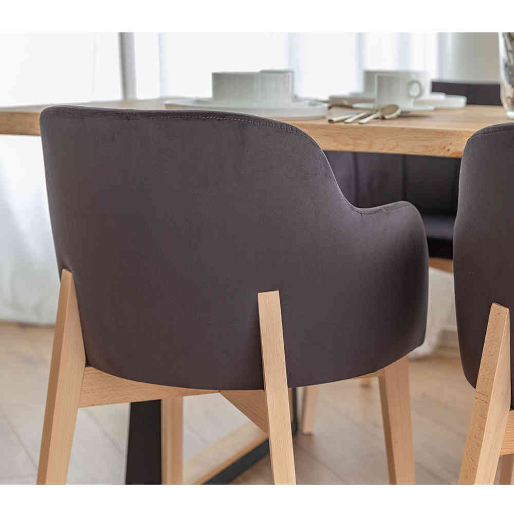 Dunkelgraue Esstisch Stühle Fistran in modernem Design mit Armlehnen (2er Set)