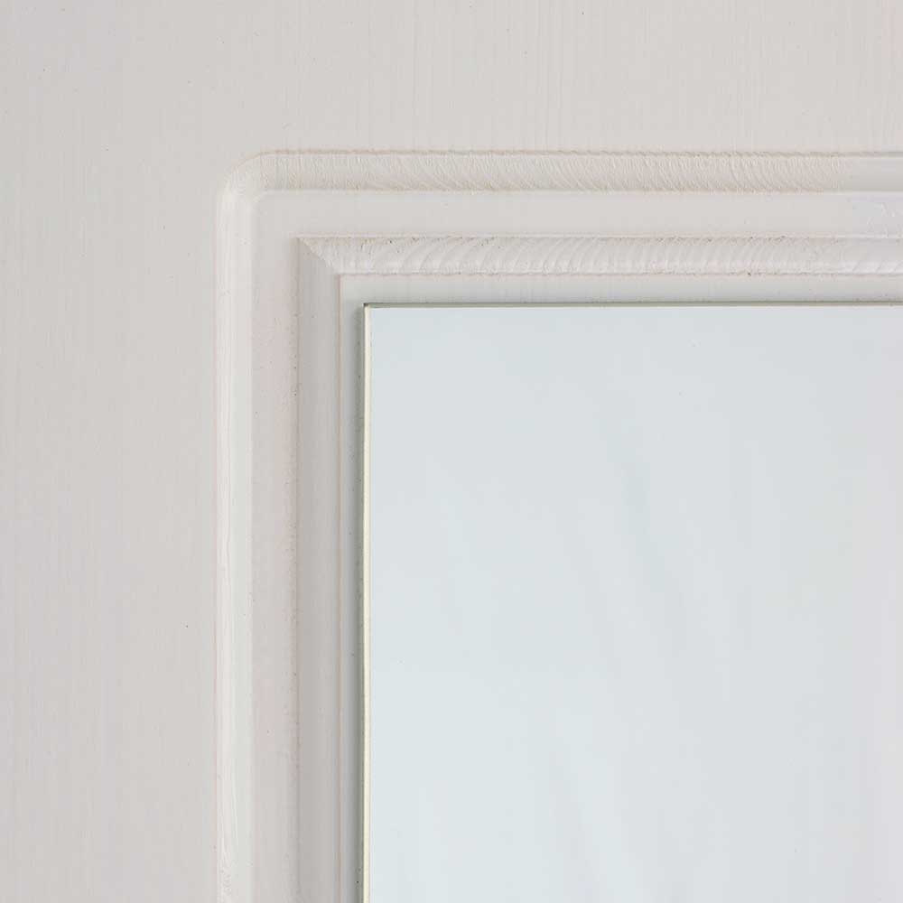 Landhaus Drehtürenschrank Sadanos in Weiß Kiefer massiv mit Spiegel