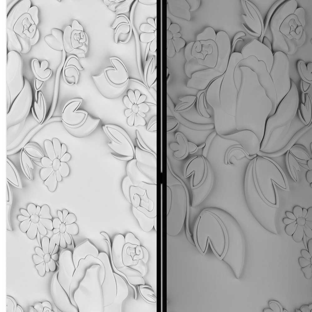 Spanische Wand Barret in Weiß und Hellgrau mit Blumen Muster