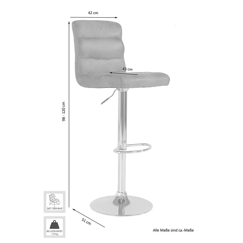 Moderne Design Barstühle Augusta in Braun und Chromfarben (2er Set)