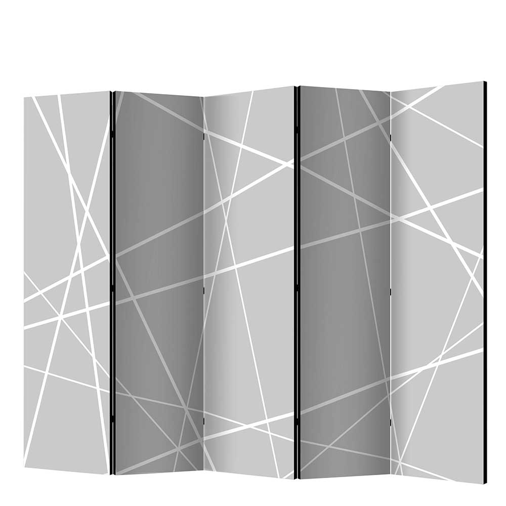 Umkleide Paravent Lecodas in Grau und Weiß im Skandi Design