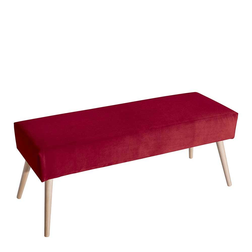 Ankleidebank mit Holzgestell Rovinary in Rot 114 cm breit