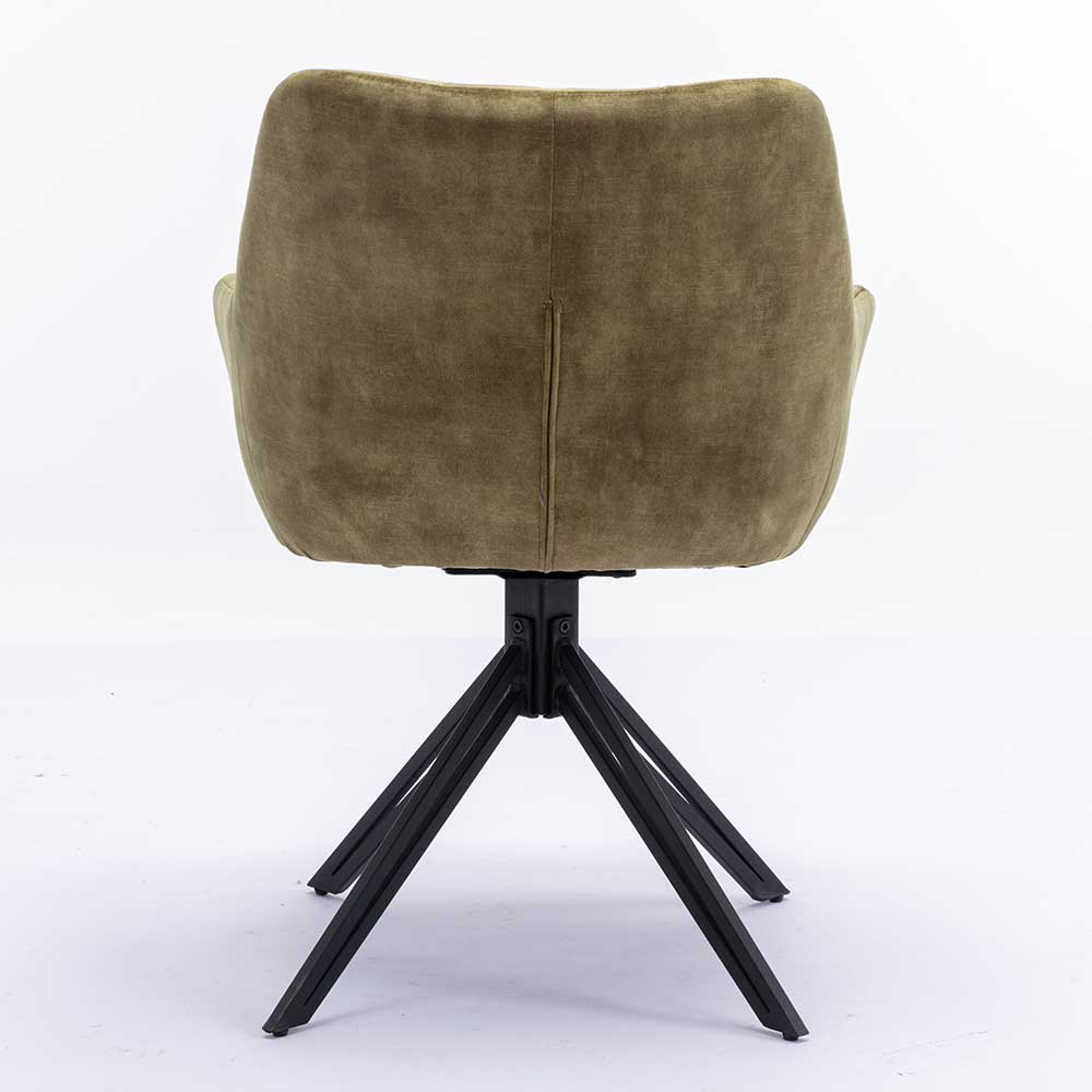 Esstisch Stühle drehbar Romain aus Velours und Metall (2er Set)