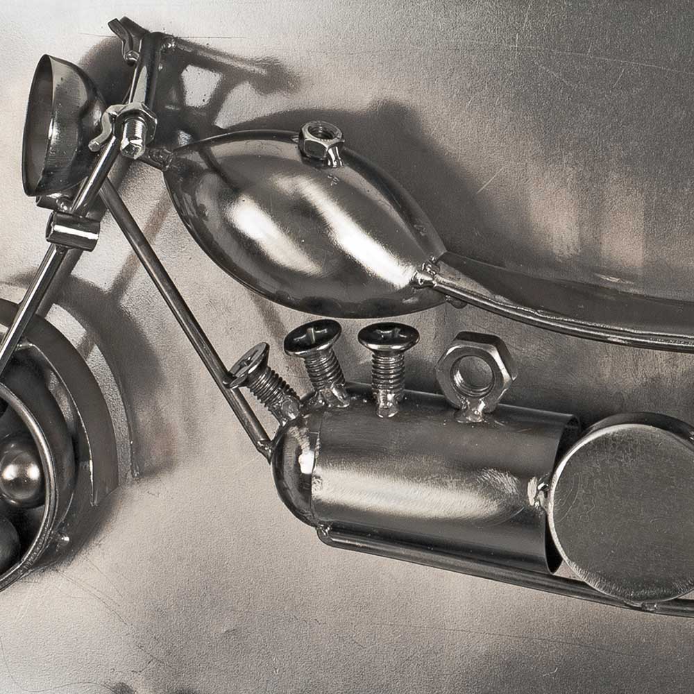 Design Garderobe Meryno aus Metall mit Motorrad Motiv