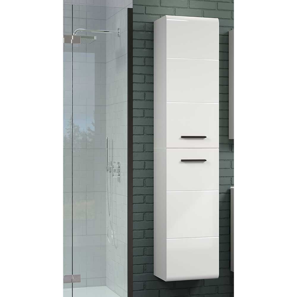 Weißer Badezimmer Hochschrank Tristan mit Hochglanz Front 35 cm breit
