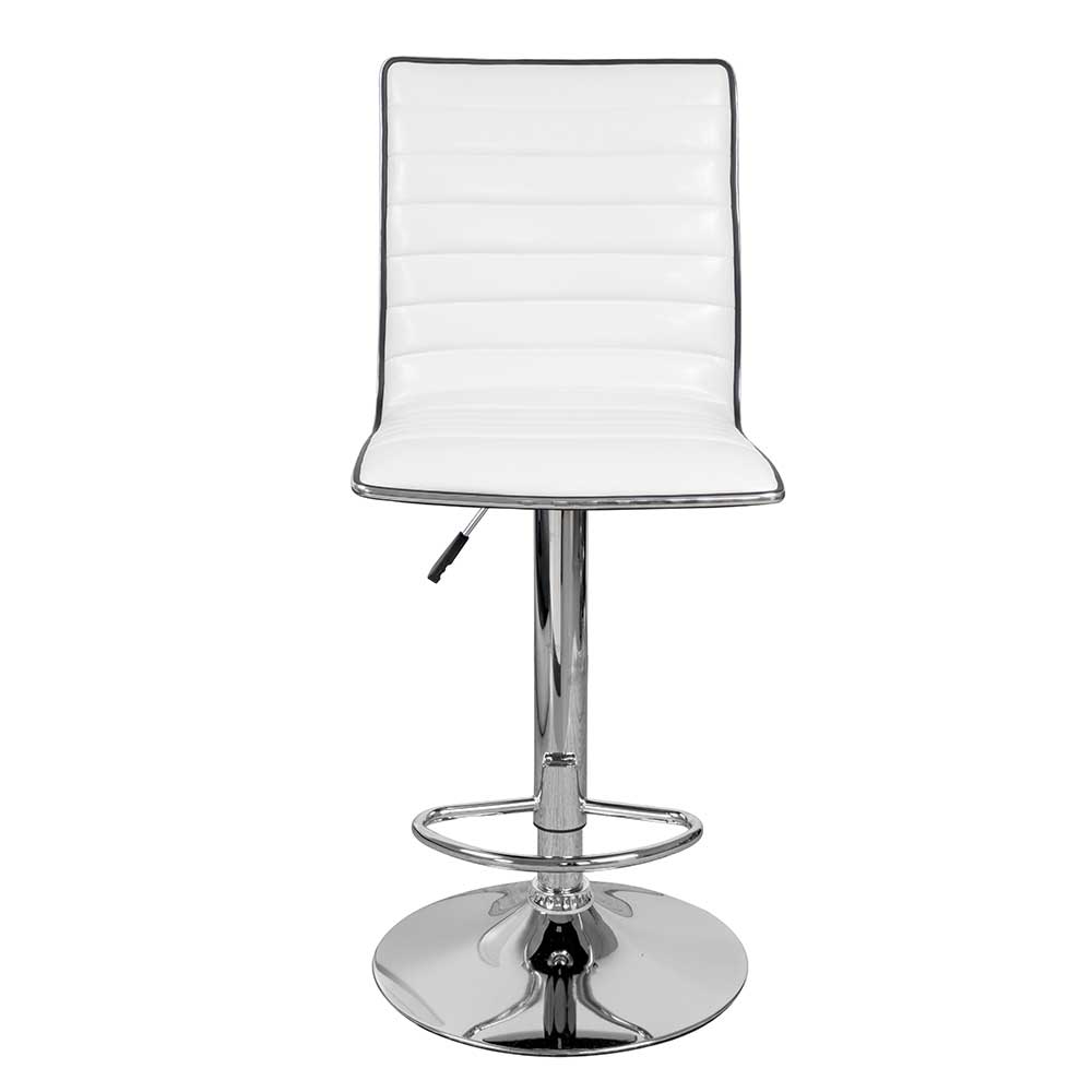 Moderne Barstühle Picantoz in Weiß und Chromfarben höhenverstellbar (2er Set)