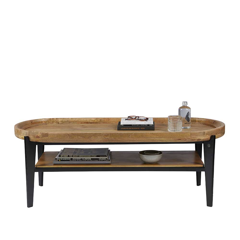 Designercouchtisch Slavrio mit abnehmbarer Tischplatte aus Mangobaum Massivholz