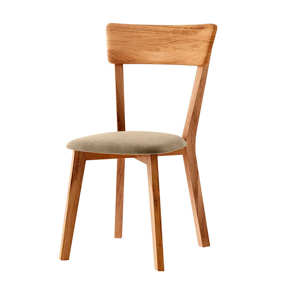 Stuhl Set Massivholz Hume aus Wildeiche und Beige Webstoff