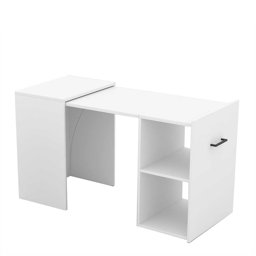 Platzsparender Schreibtisch Jaytagro in Weiß mit Seitenregal