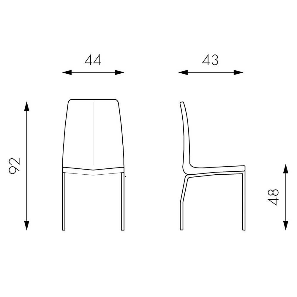 Stühle Kulyna in Dunkelgrau Kunstleder Stahl verchromt (4er Set)