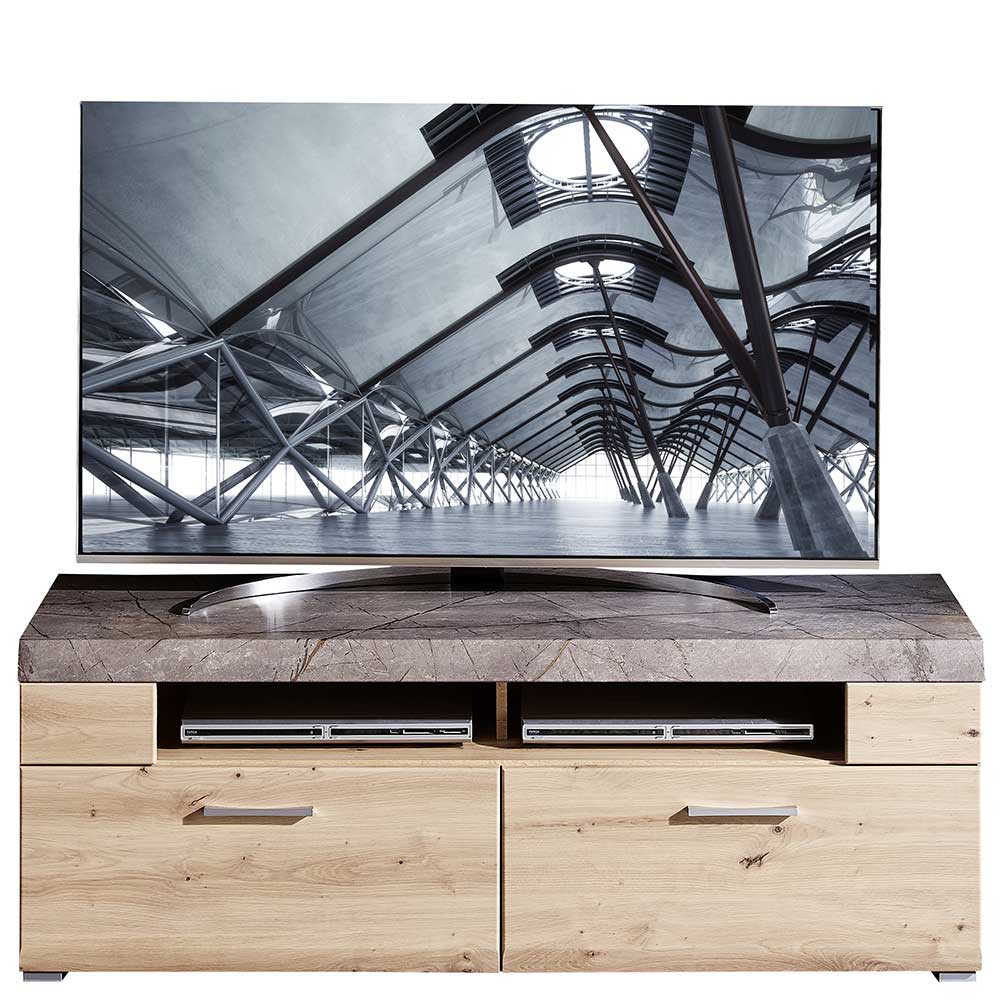 TV Lowboard Mendolia in Graubraun und Wildeiche Optik 140 cm breit