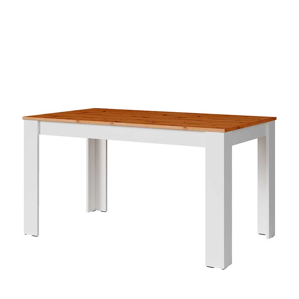 Moderner Küchen Tisch Coriga in Weiß und Wildeichefarben
