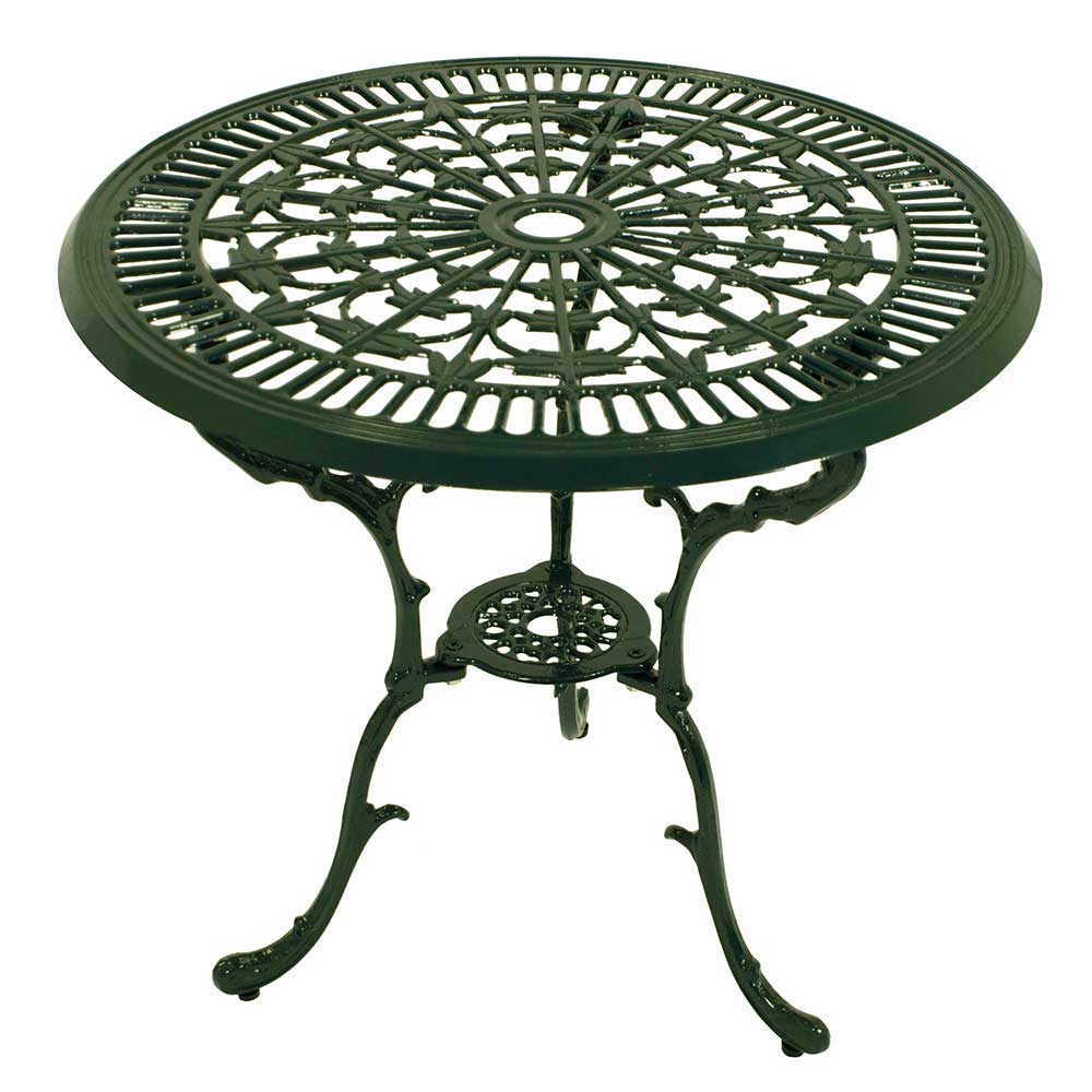 Vintage Gartensitzgruppe Zinay in Dunkelgrün Aluminium mit rundem Tisch (fünfteilig)
