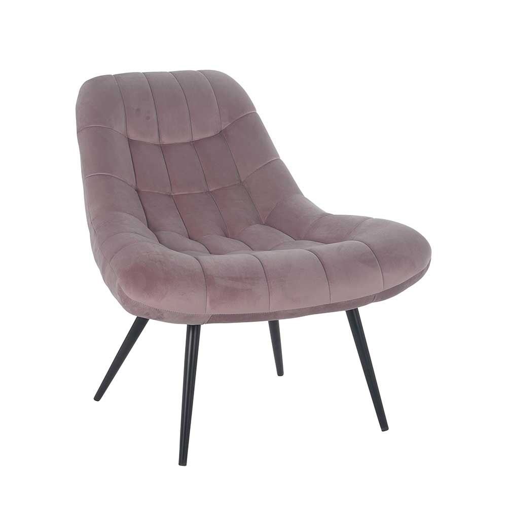 Design Lounge Sessel Azuro in Dunkelgrau Samt mit 50 cm Sitzhöhe