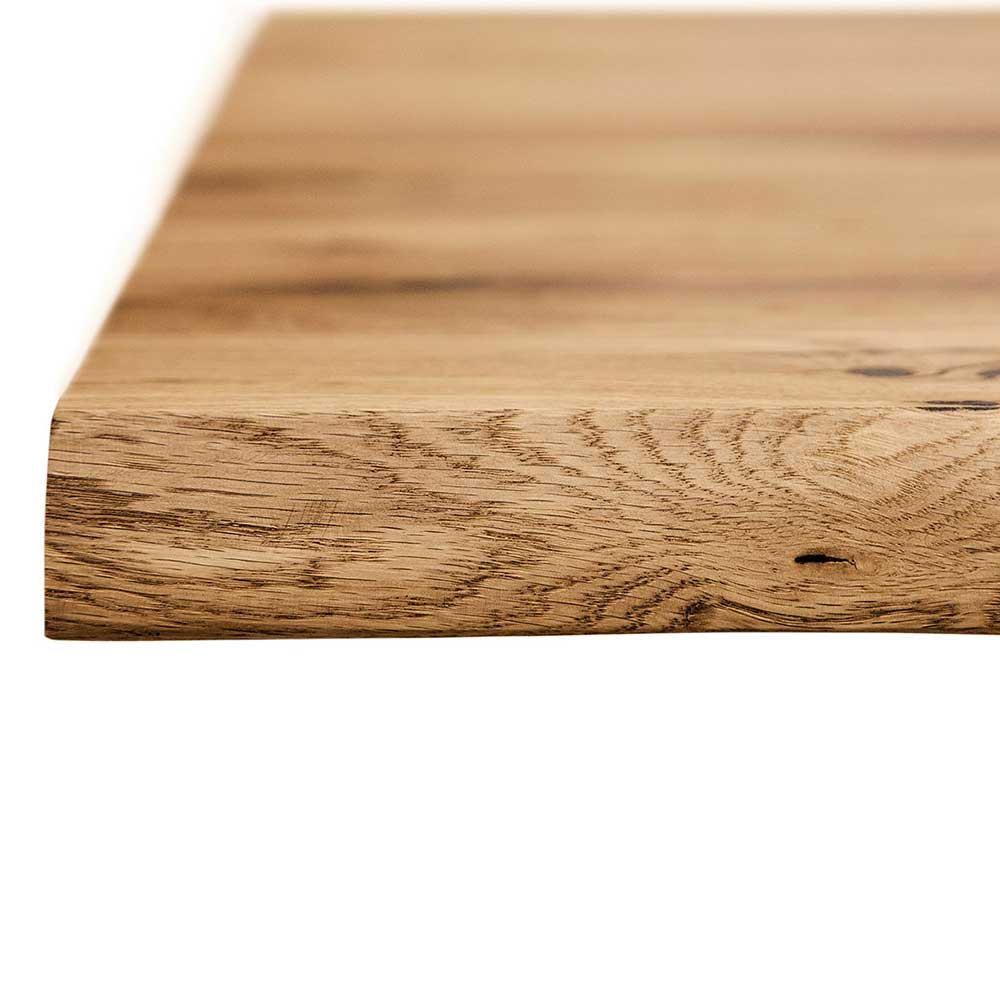 Küchen Tisch Cariasca aus Wildeiche Massivholz und Stahl im Industriedesign