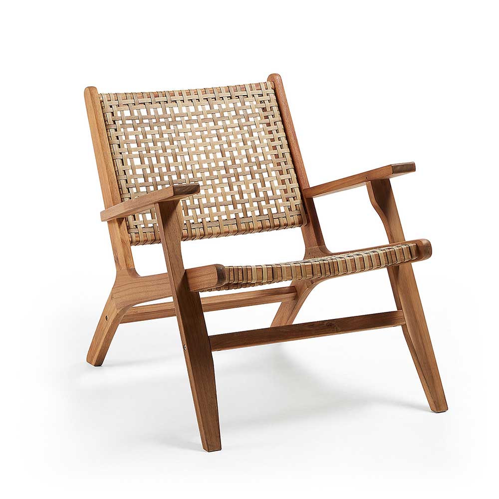 Lounge Sessel Jungle aus Akazie Massivholz und Rattan In- und Outdoor geeignet
