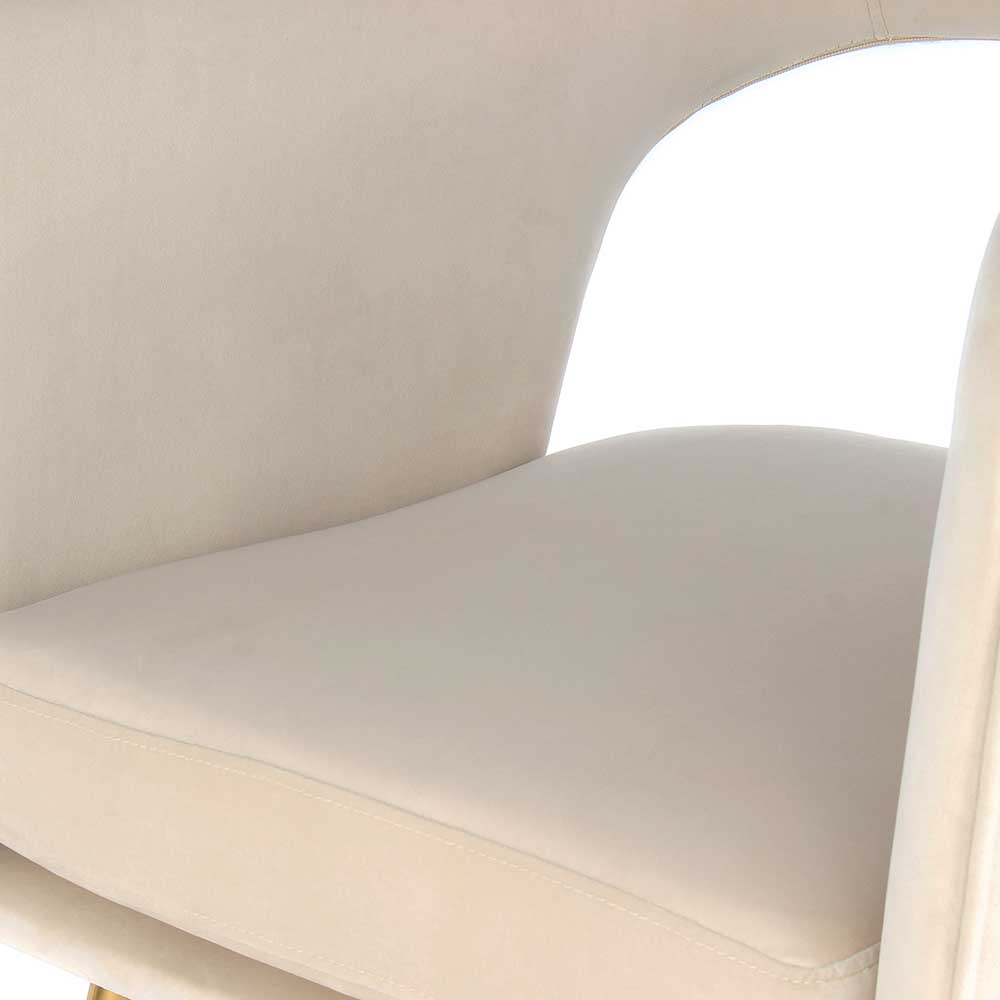 Samt Esstisch Sessel Yuliuz in Creme Weiß im Retrostil
