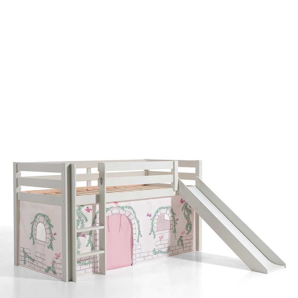 Kinderzimmer Spielbett Arzoo in Weiß aus Kiefer Massivholz