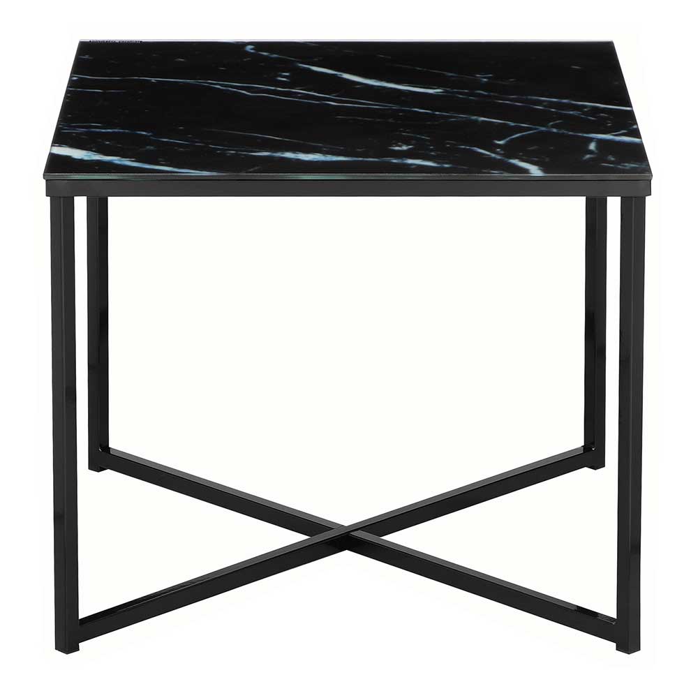 Retro Glas Tisch Tree in Schwarz marmoriert mit Metallgestell