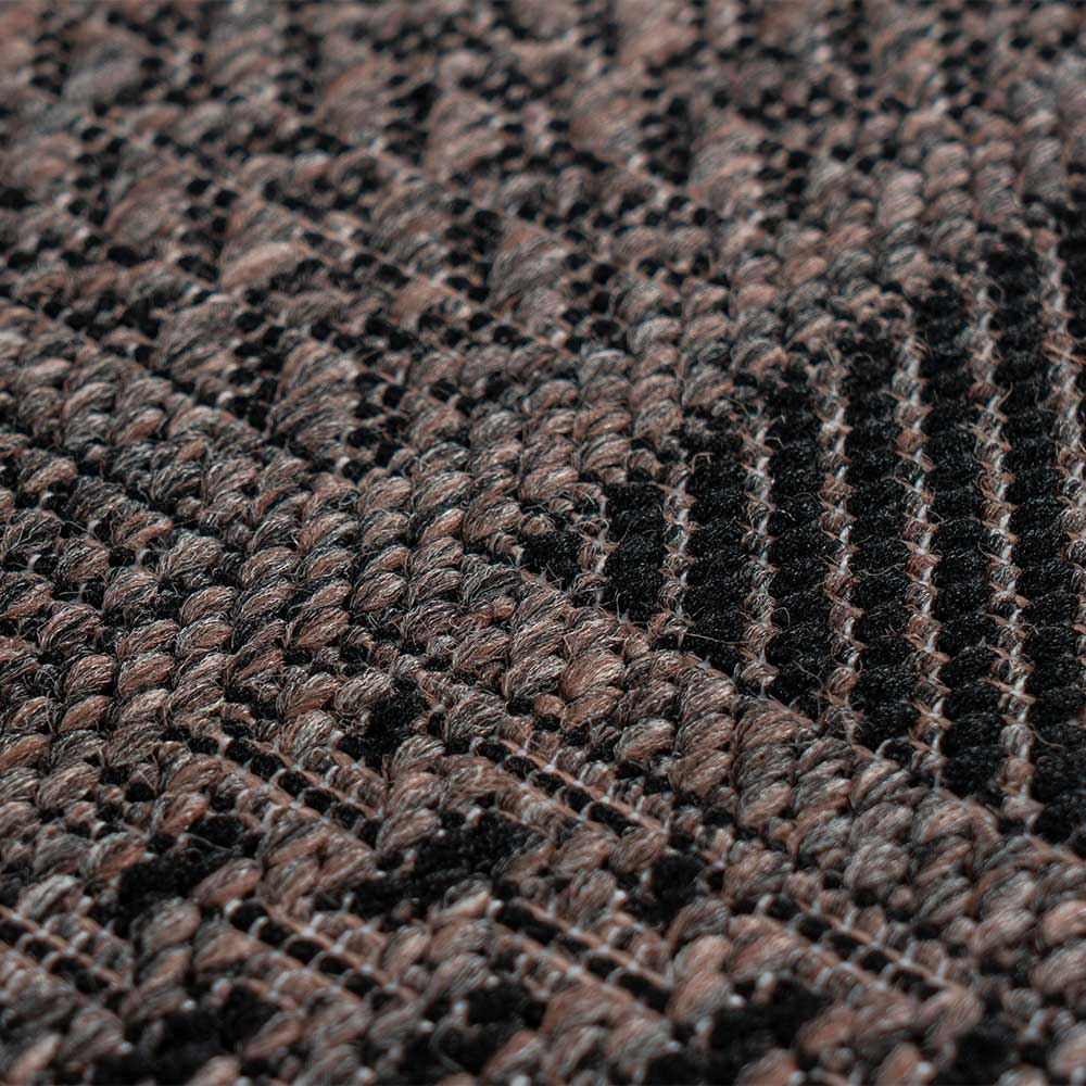 Gewebter Teppich Reander in Taupe mit geometrischen Mustern