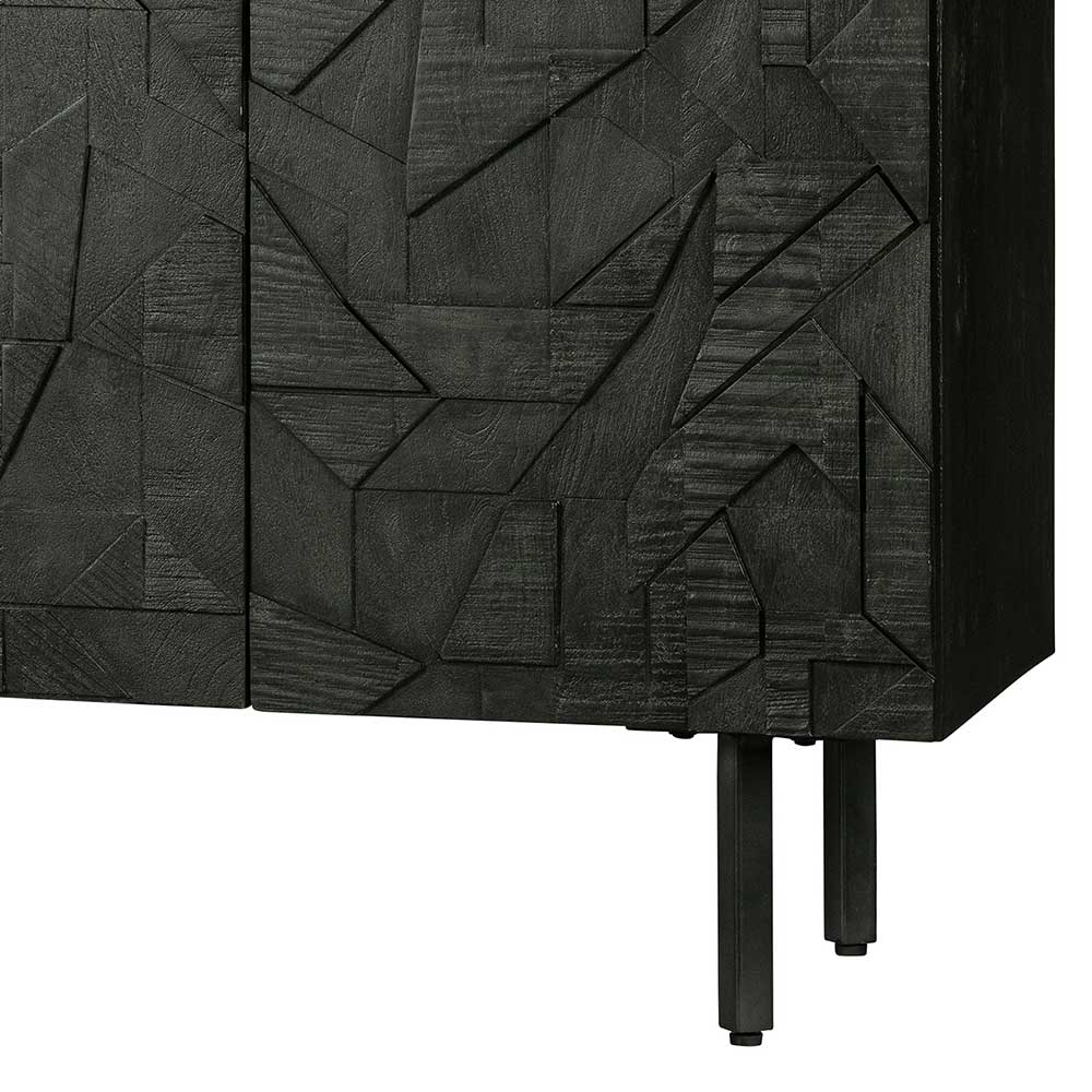 Design Sideboard Oledaos in Schwarz mit geschnitzter Front