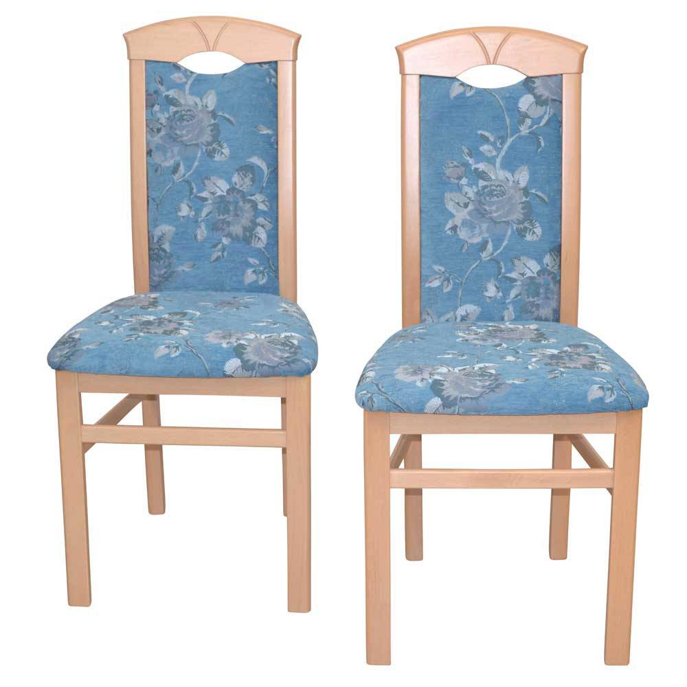 Esstisch Stühle modern Nena in Blau und Buchefarben (2er Set)