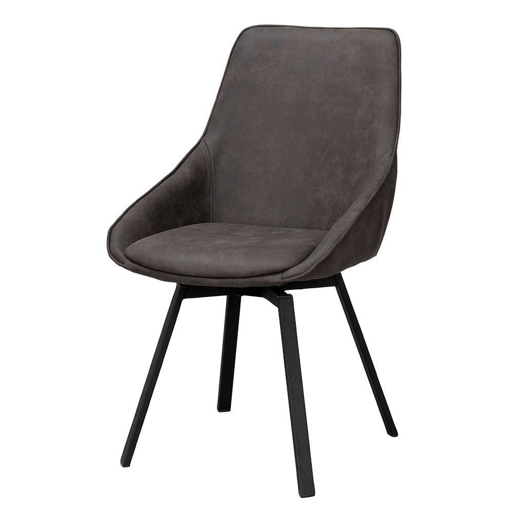 Loft Design Essgruppe Lusian in Schwarz und Grau mit sechs Stühlen (siebenteilig)