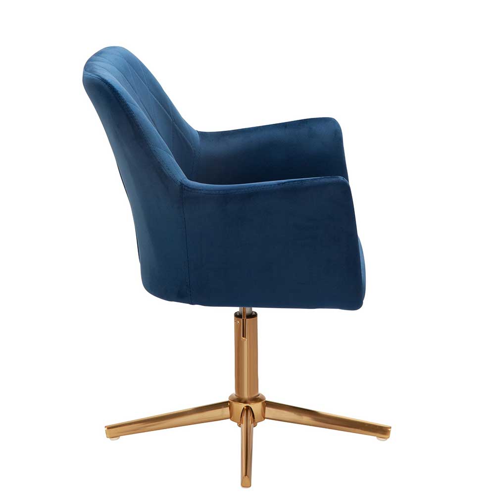 Drehstuhl Rouvens in modernem Design - Blau und Goldfarben