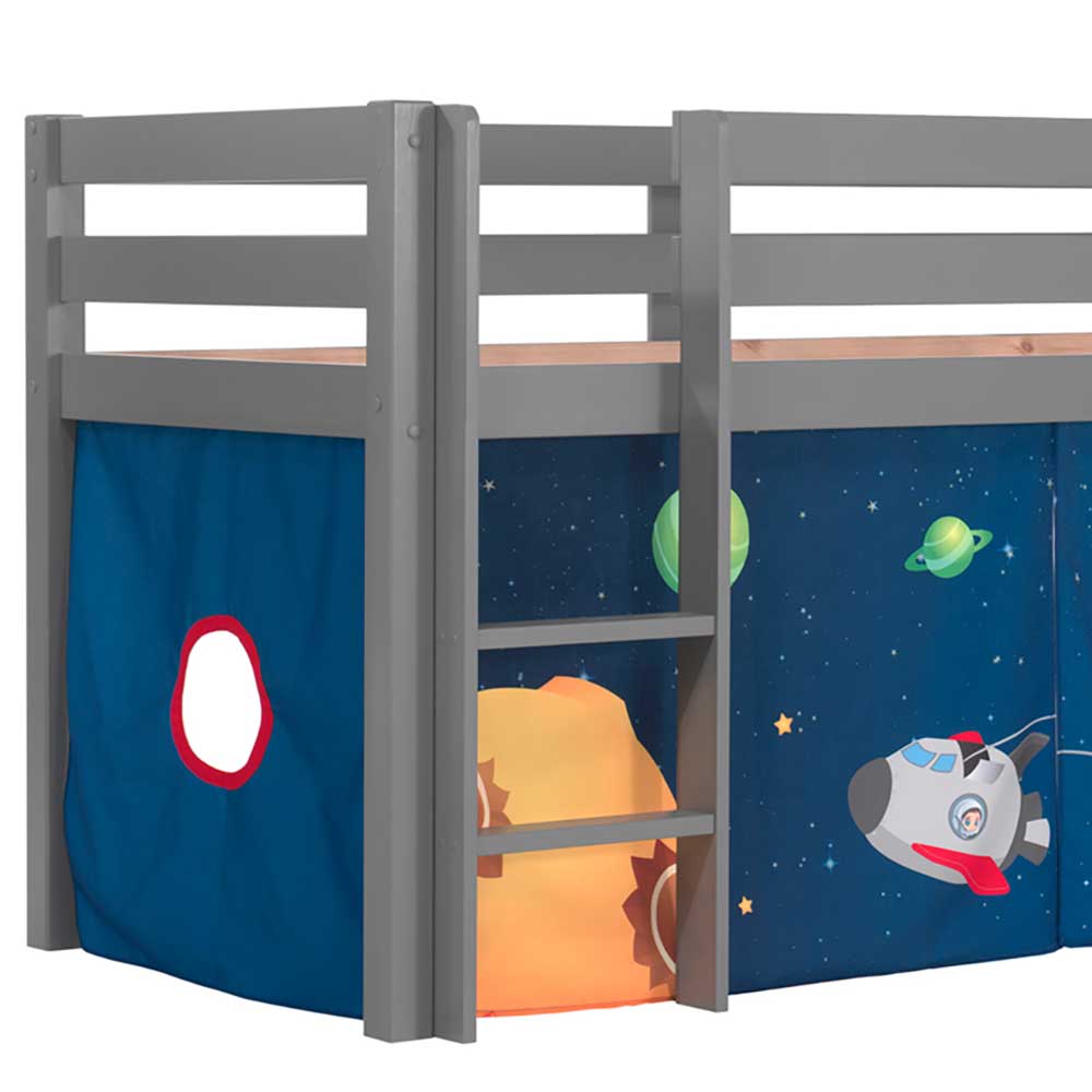 Jungen Kinderzimmer Bett Mercur in Grau und Blau Weltraum Motiv