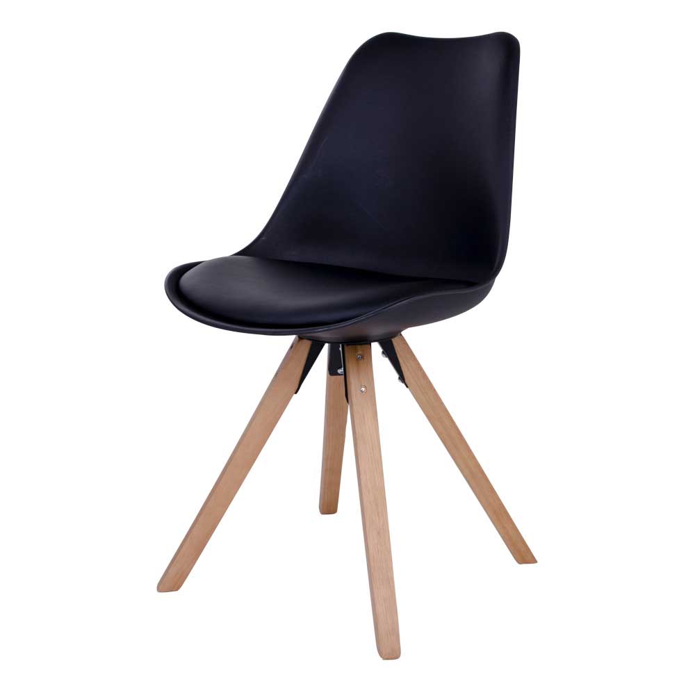 Design Stühle Eddi in Schwarz und Holz Naturfarben (2er Set)