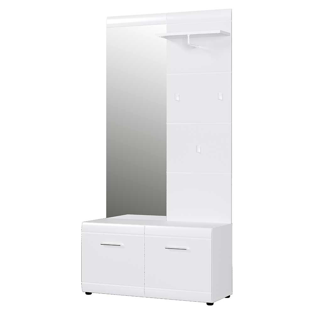 Kompakte Hochglanz Garderobe Hippa in Weiß 195 cm hoch