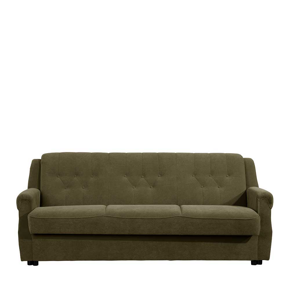 Ausklappbares Sofa Borgetto in Dunkelgrün 207 cm breit