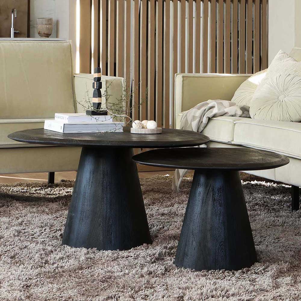 Schwarzer Wohnzimmer Tisch Cerbula in modernem Design 70 cm breit