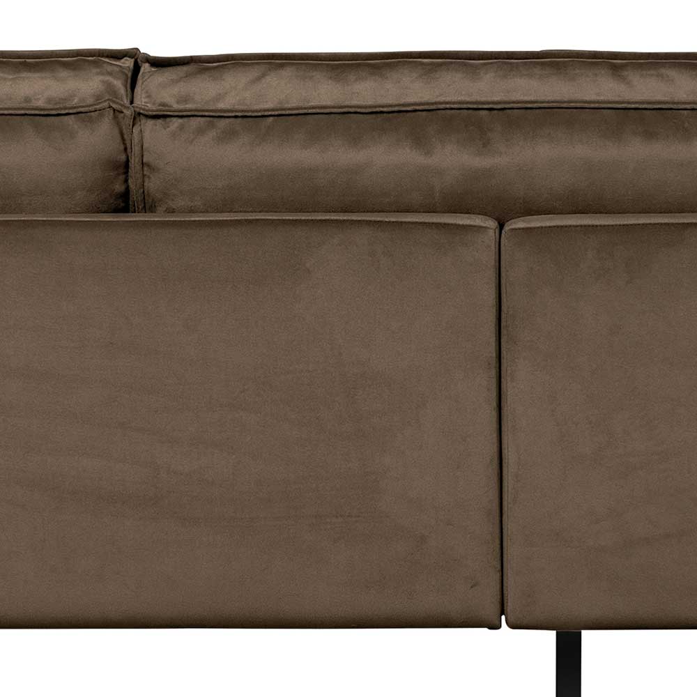 Couch Majero in Taupe Webstoff im Retro Look