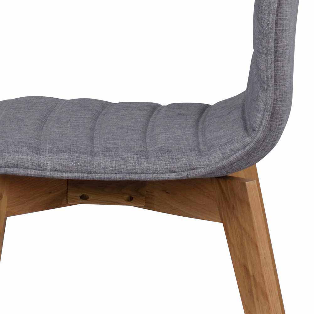 Massivholztisch mit Stühlen Mateon aus Eiche geölt Grau meliert (siebenteilig)