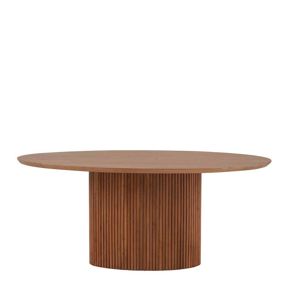 Tisch Massivholz Ardenara mit ovaler Tischplatte und Säulengestell