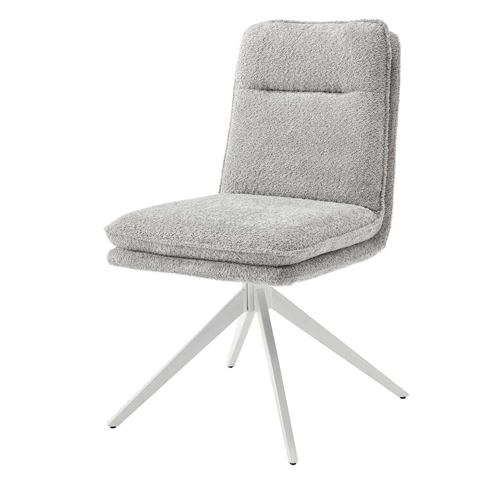 Gepolsterte Stühle Dortina in Grau und Weiß mit Drehgestell aus Metall (2er Set)