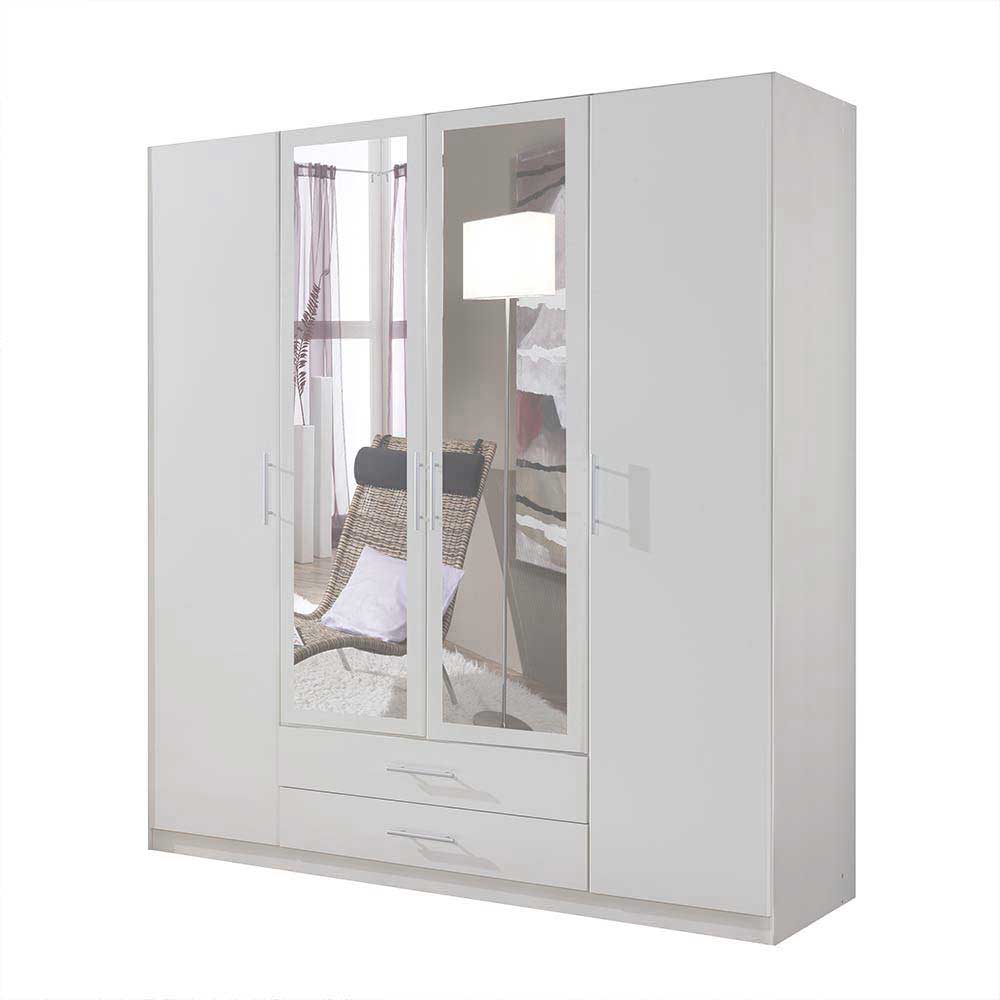 Weißer Kleiderschrank Lyra mit Spiegeltüren und zwei Schubladen