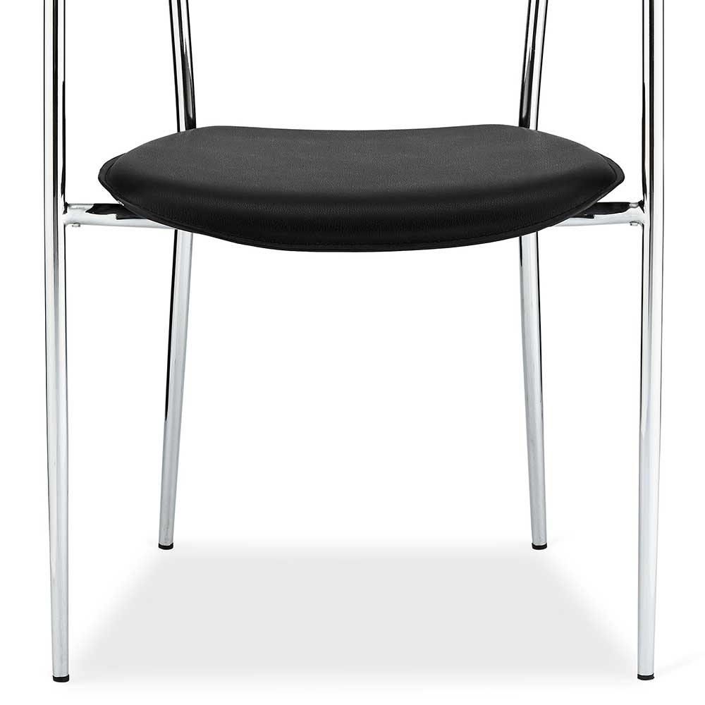 Stühle Jendric in Schwarz und Chromfarben mit Armlehnen (4er Set)