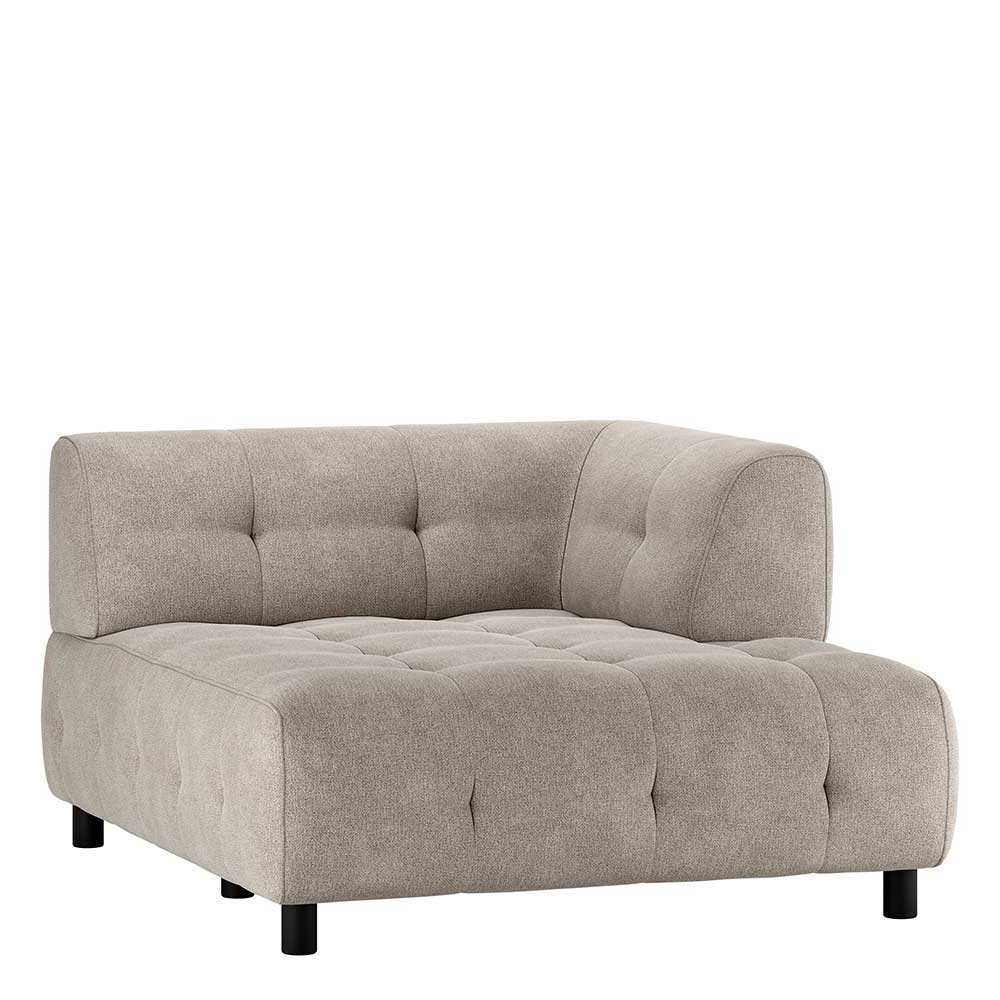 Modulare Couch Flachgewebe Metrianos in Graugrün mit Fußgestell aus Holz