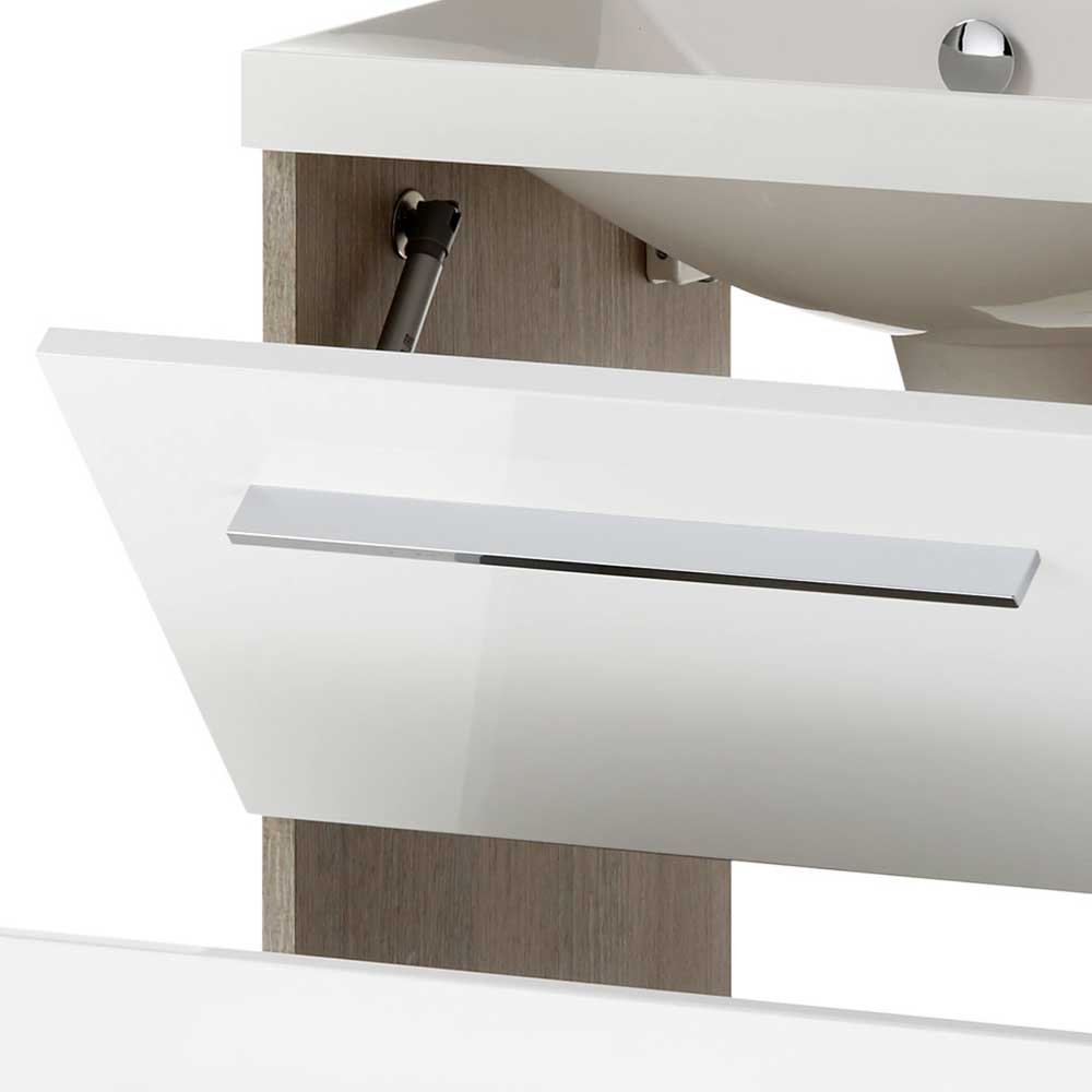Badezimmerunterschrank Ceszan mit Einlasswaschbecken in Weiß