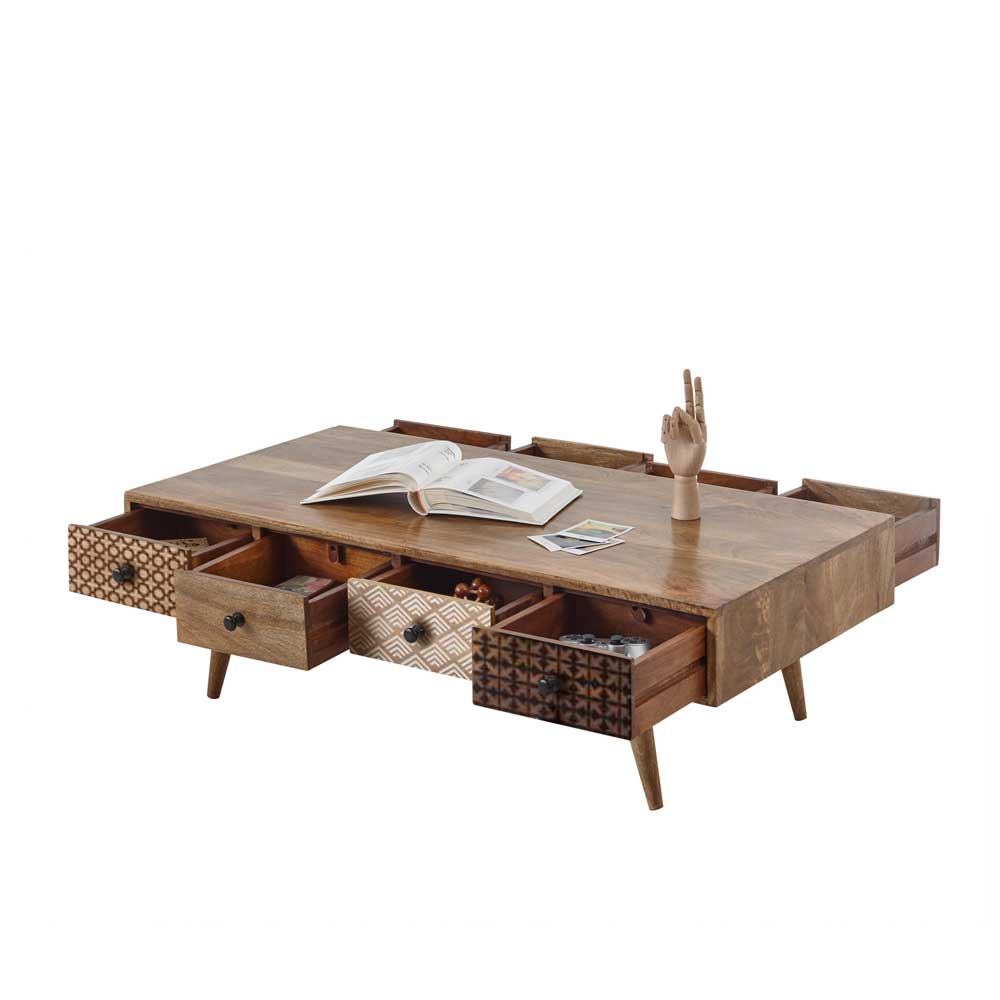 Sofa Tisch modern Potosia aus Mangobaum Massivholz handgearbeitet