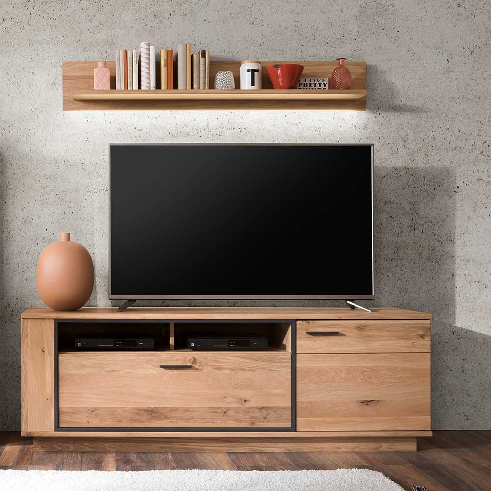 TV Lowboard Lovidio mit Asteiche Bianco furniert 180 cm breit