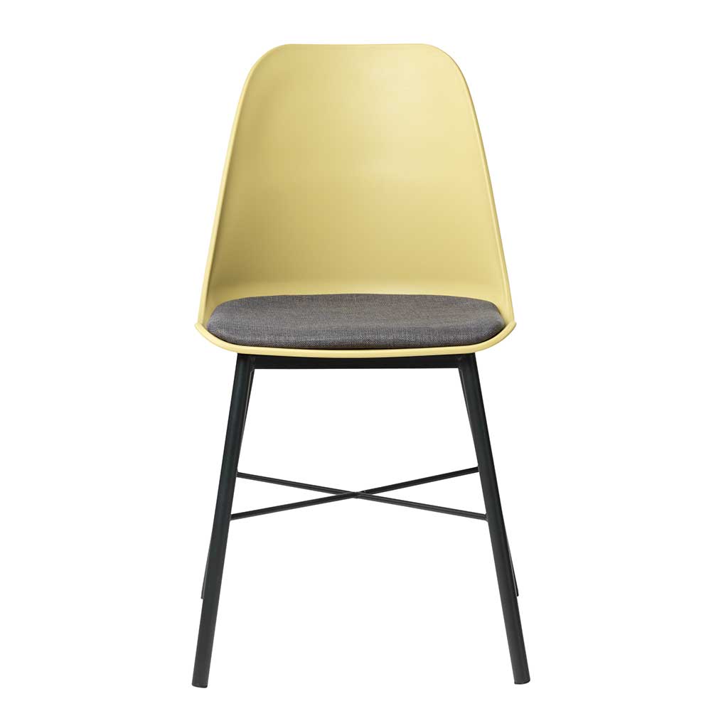 Esstisch Stühle Cadors in Gelb und Schwarz aus Kunststoff und Metall (2er Set)