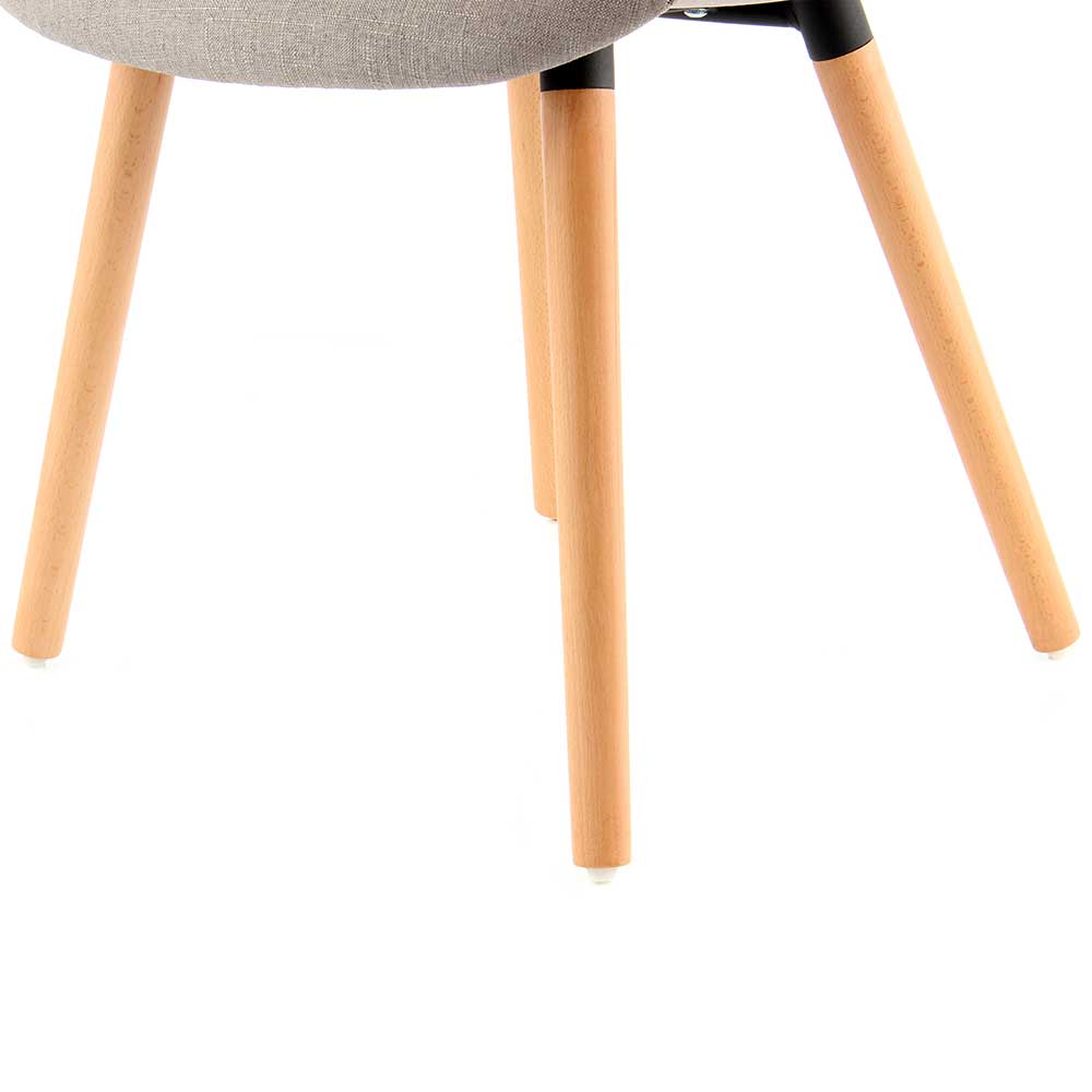 Armlehnenstühle Oviola im Skandi Design in Beige Webstoff (2er Set)